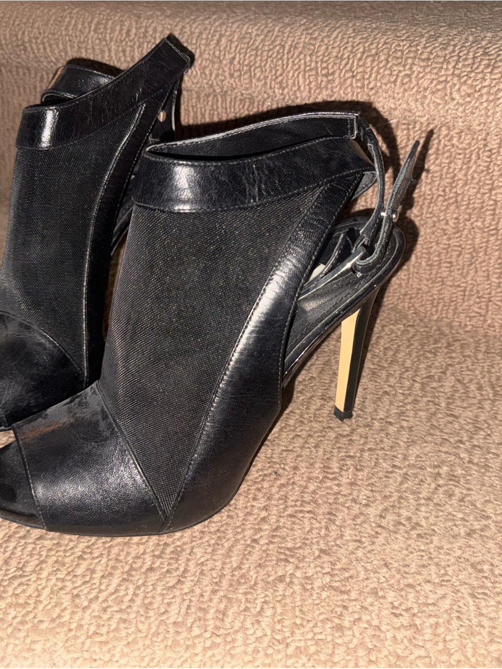 G by Guess Black Peep-Toe Slingback Stiletto Heels